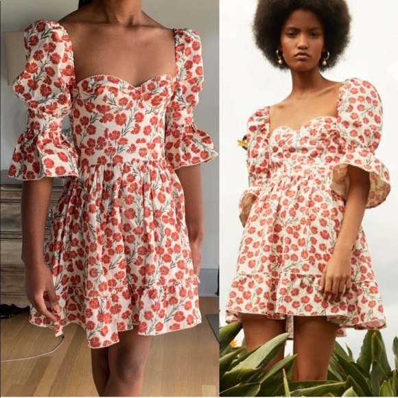 Agua Bendita Dresses & Skirts - Agua by Agua Bendita Cedro Bermelo Print Linen Mini Dress in Size Small - NWT